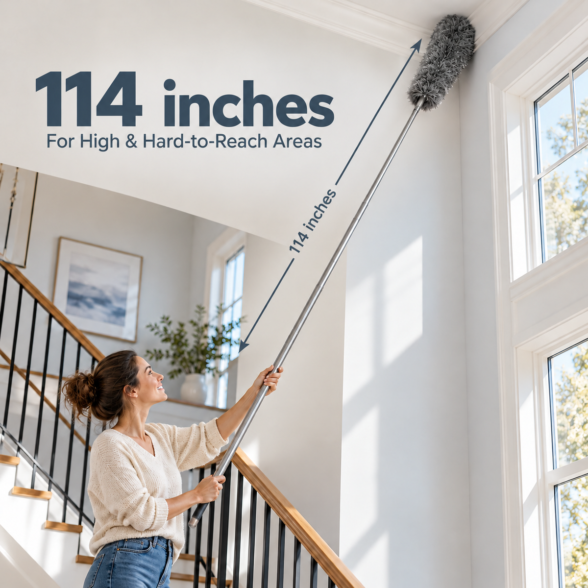 ✨ Telescopic Microfiber Duster — Extendable Reach, Flexible Head & Dust-Trapping Fibers | Reach More. Clean Easier. Less Effort. 🧹