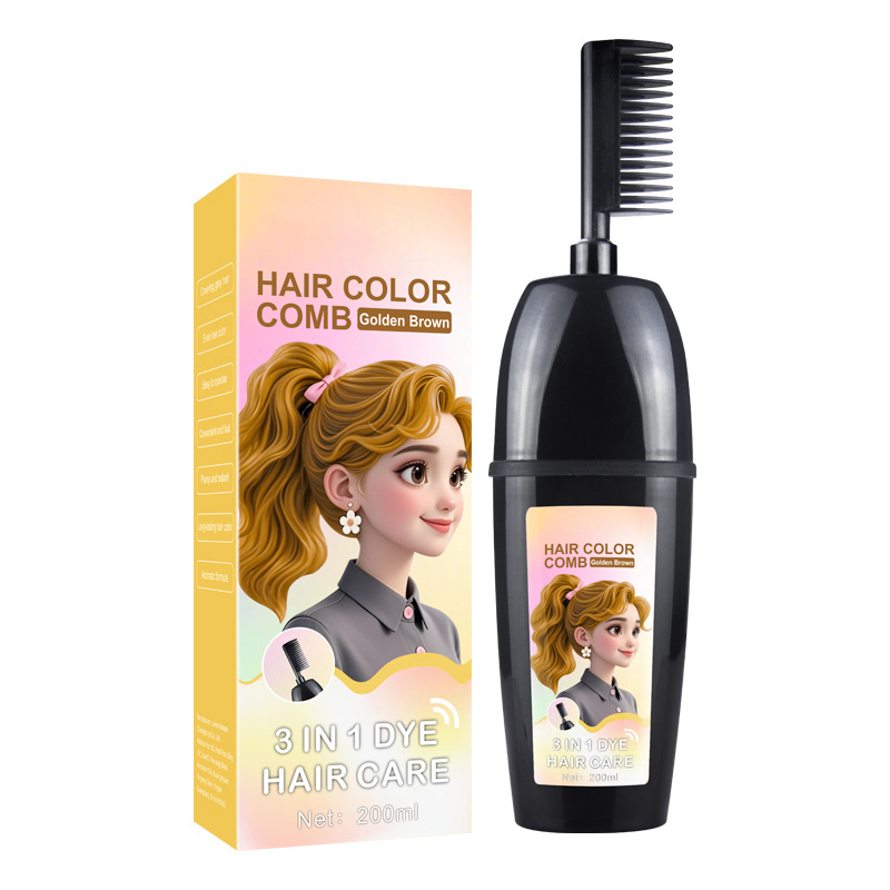 3 in 1 Instant Hair Dye Shampoo with Ginseng Extract, Ammonia-Free Long-Lasting Hair Color for Grey Coverage, Herbal Ingredients, Natural Tint