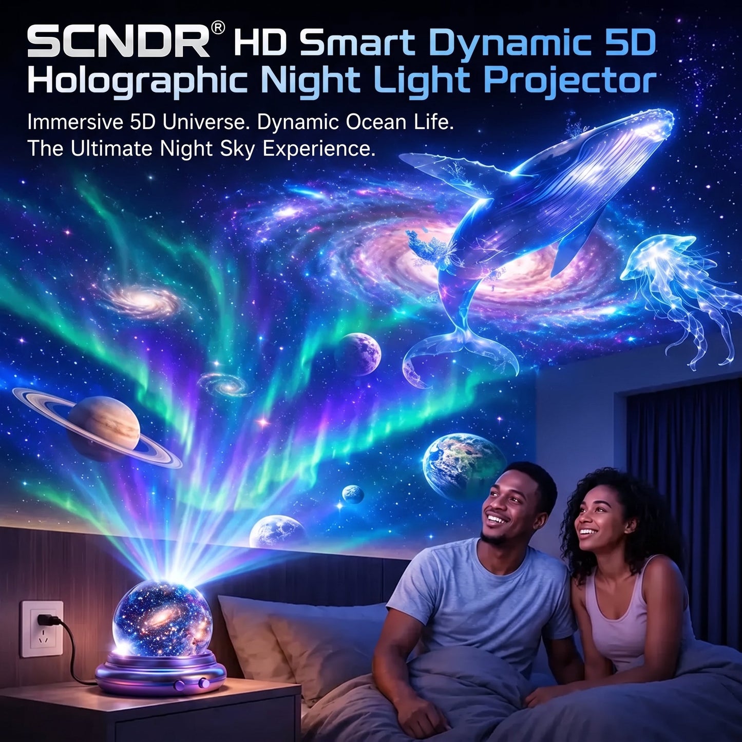 Official Store | 🎁🎁🎁SCNDR® 360° Smart Holographic Starry Sky Projector (HD Smart Dynamic 5D)