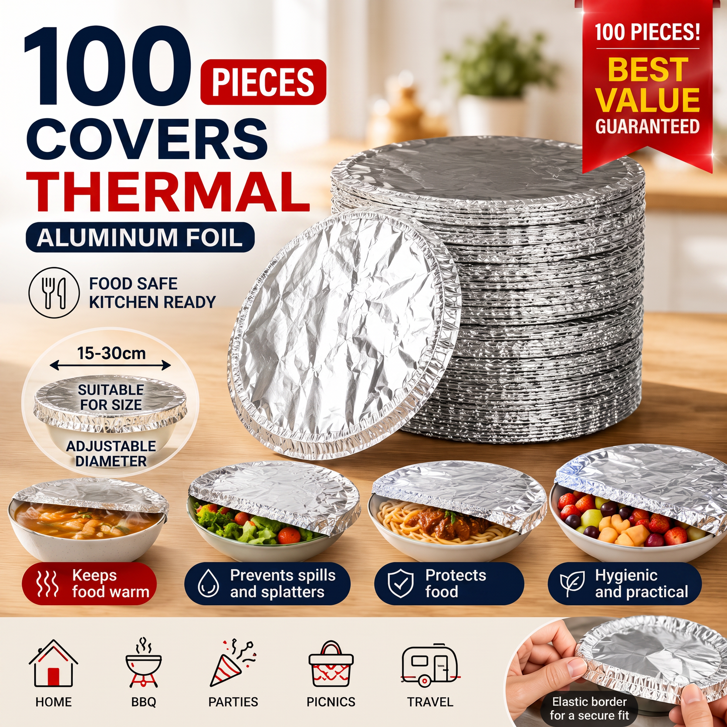 📢📢 50% OFF! ⏰【100 Pieces】 Aluminum Foil Insulating Cover