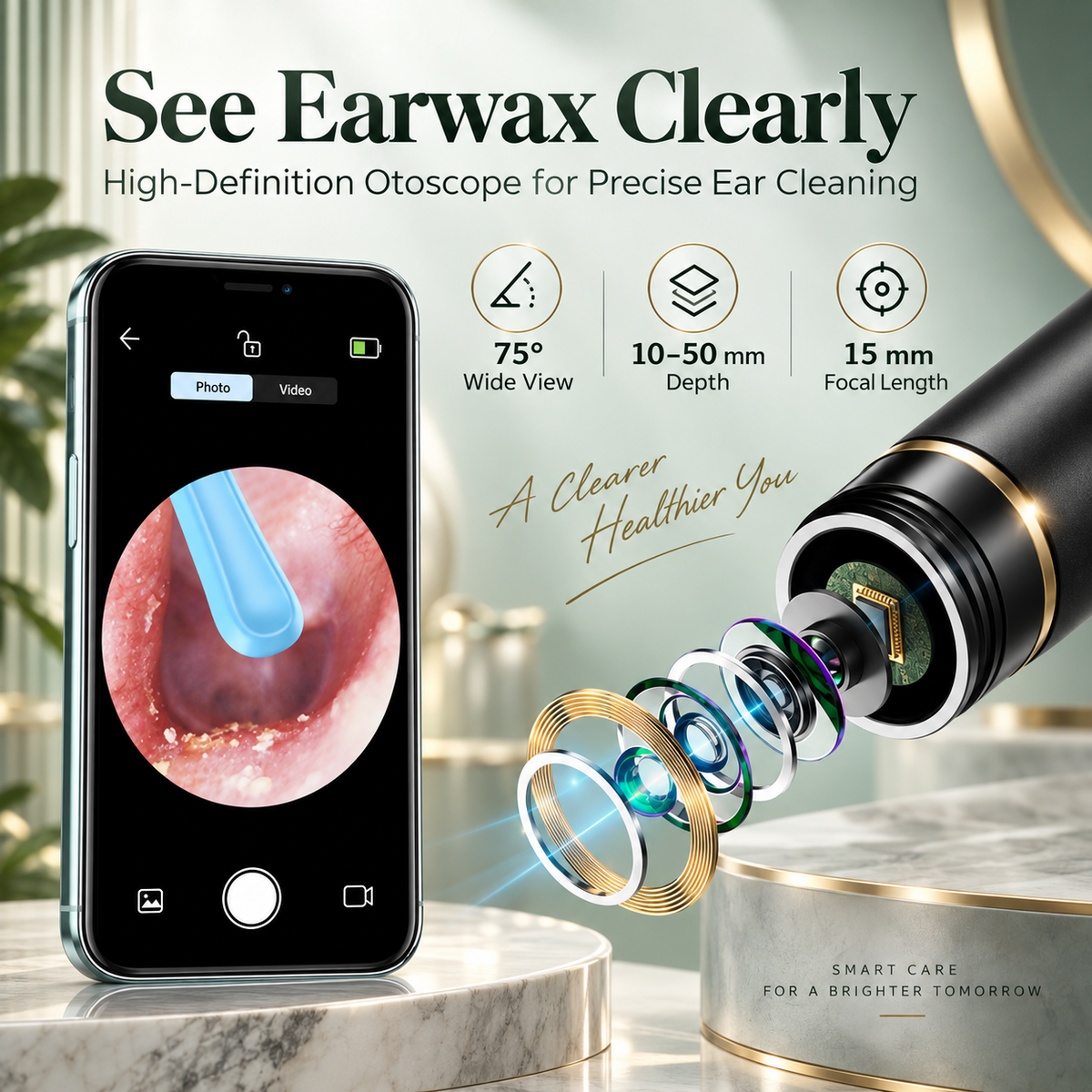 ✨ Last Day 50% OFF 👂 Smart Visual Ear Scoop – HD Ear Camera & Temperature Control, 9-Piece Kit
