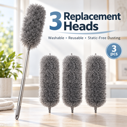 ✨ Telescopic Microfiber Duster — Extendable Reach, Flexible Head & Dust-Trapping Fibers | Reach More. Clean Easier. Less Effort. 🧹