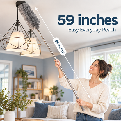 ✨ Telescopic Microfiber Duster — Extendable Reach, Flexible Head & Dust-Trapping Fibers | Reach More. Clean Easier. Less Effort. 🧹