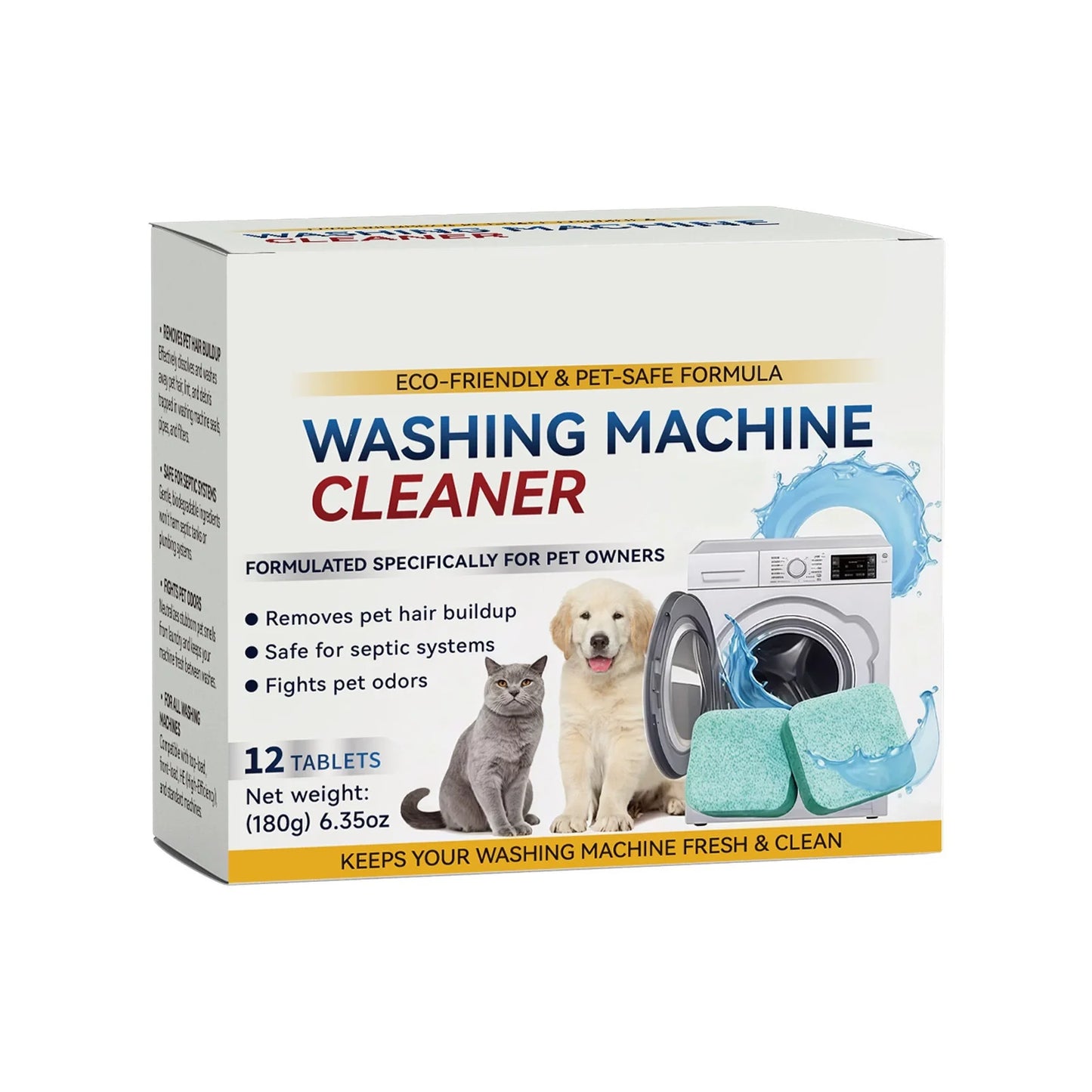 🔥LAST DAY 50% OFF🔥🫧Eco-Friendly Washing Machine Cleaner Tablets(12 Pack), Removes Pet Hair Buildup, Strong Deodorization.✨