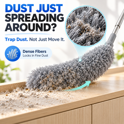 ✨ Telescopic Microfiber Duster — Extendable Reach, Flexible Head & Dust-Trapping Fibers | Reach More. Clean Easier. Less Effort. 🧹