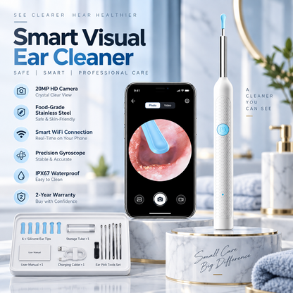 ✨ Last Day 50% OFF 👂 Smart Visual Ear Scoop – HD Ear Camera & Temperature Control, 9-Piece Kit