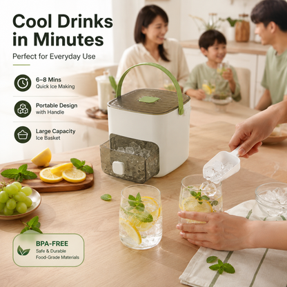 🔥LAST DAY 50% OFF🔥🌿🧊Portable Ice Maker with Lid and Storage Box (48 cubes)