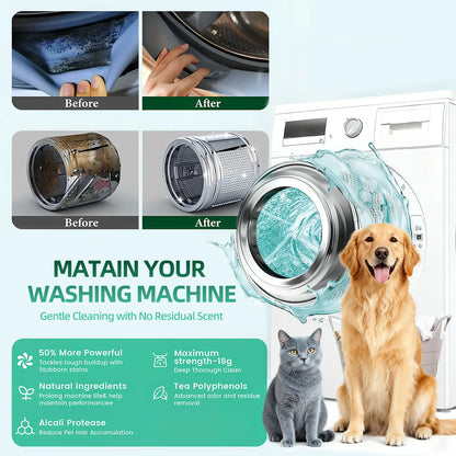 🔥LAST DAY 50% OFF🔥🫧Eco-Friendly Washing Machine Cleaner Tablets(12 Pack), Removes Pet Hair Buildup, Strong Deodorization.✨