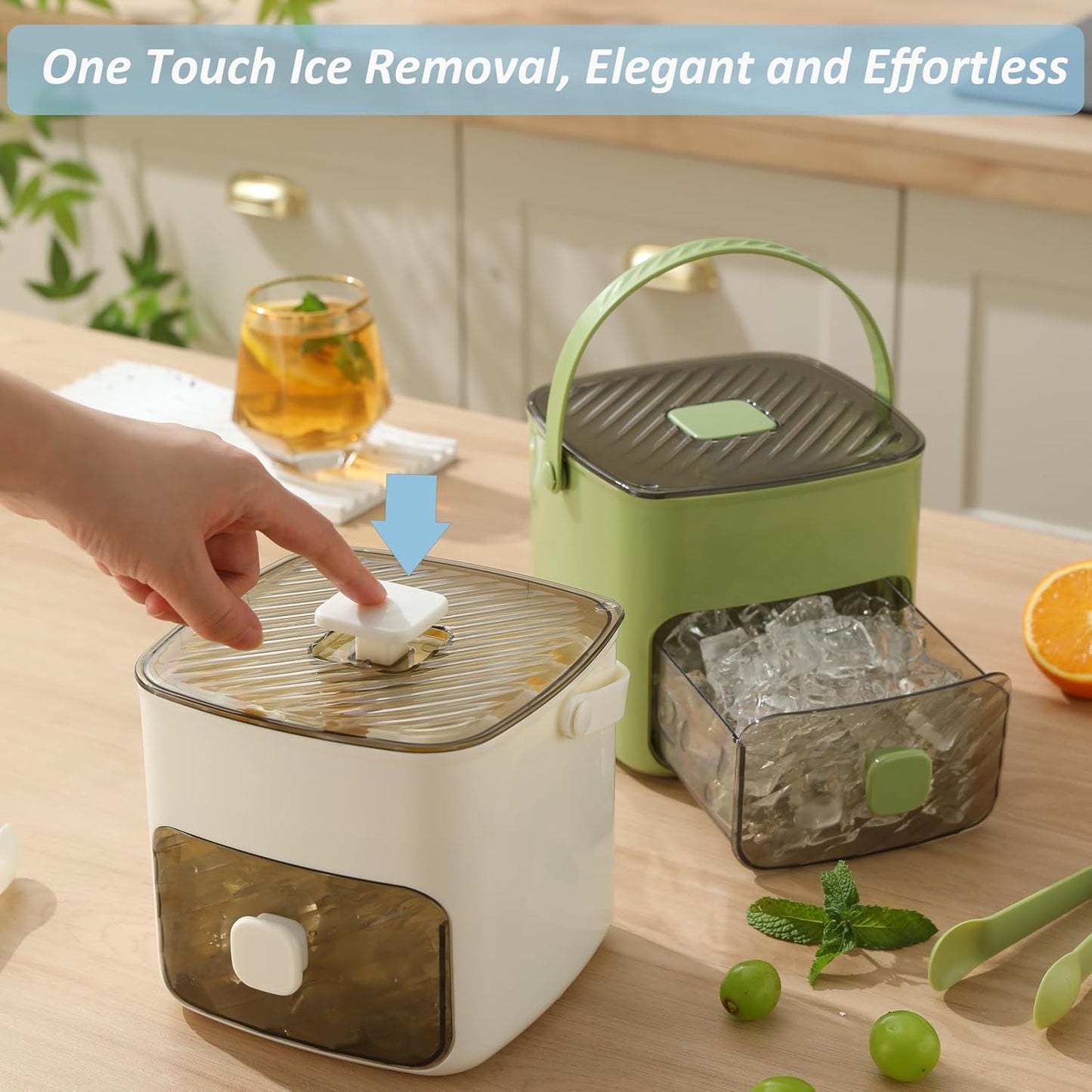 🔥LAST DAY 50% OFF🔥🌿🧊Portable Ice Maker with Lid and Storage Box (48 cubes)
