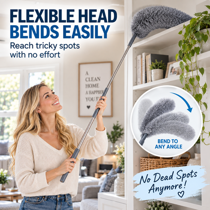✨ Telescopic Microfiber Duster — Extendable Reach, Flexible Head & Dust-Trapping Fibers | Reach More. Clean Easier. Less Effort. 🧹