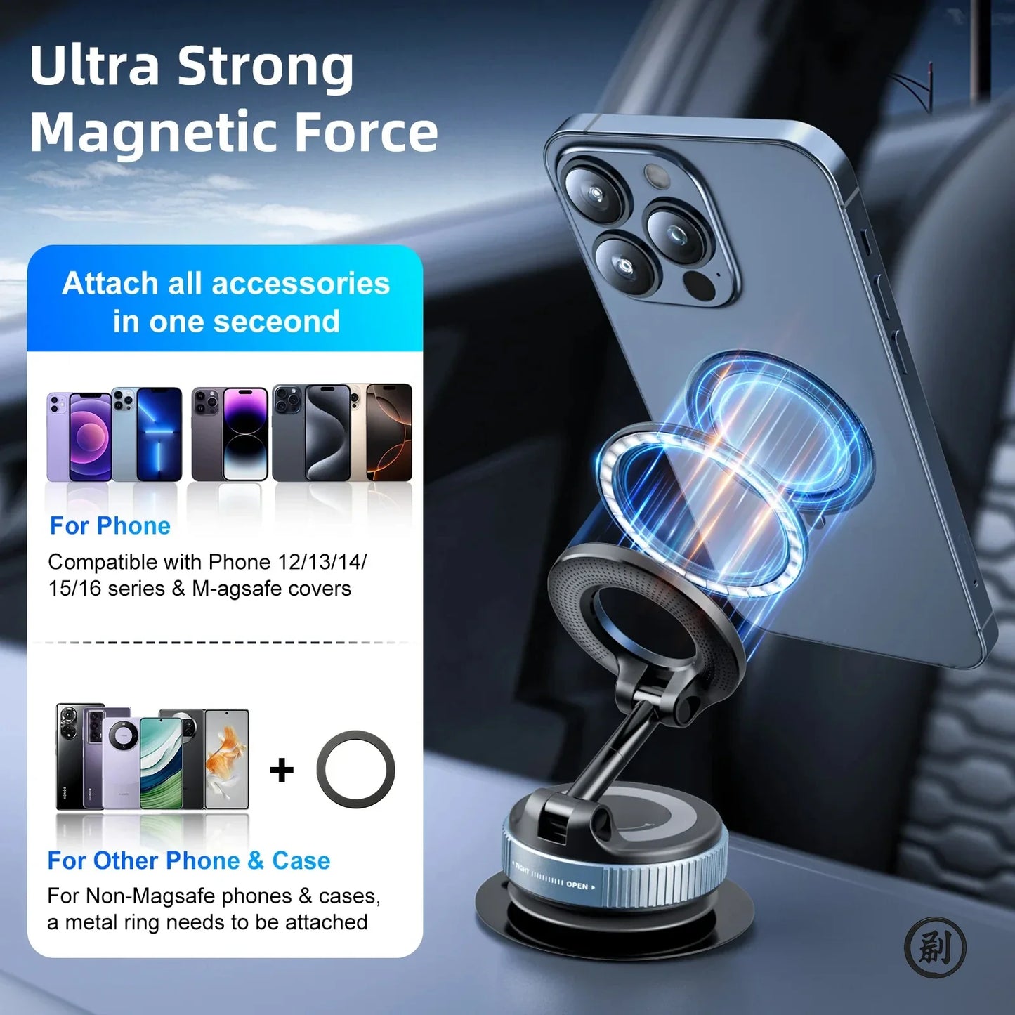 💡 50% OFF NOW ! Universal Magnetic Car Mount with Rotating Suction Base
