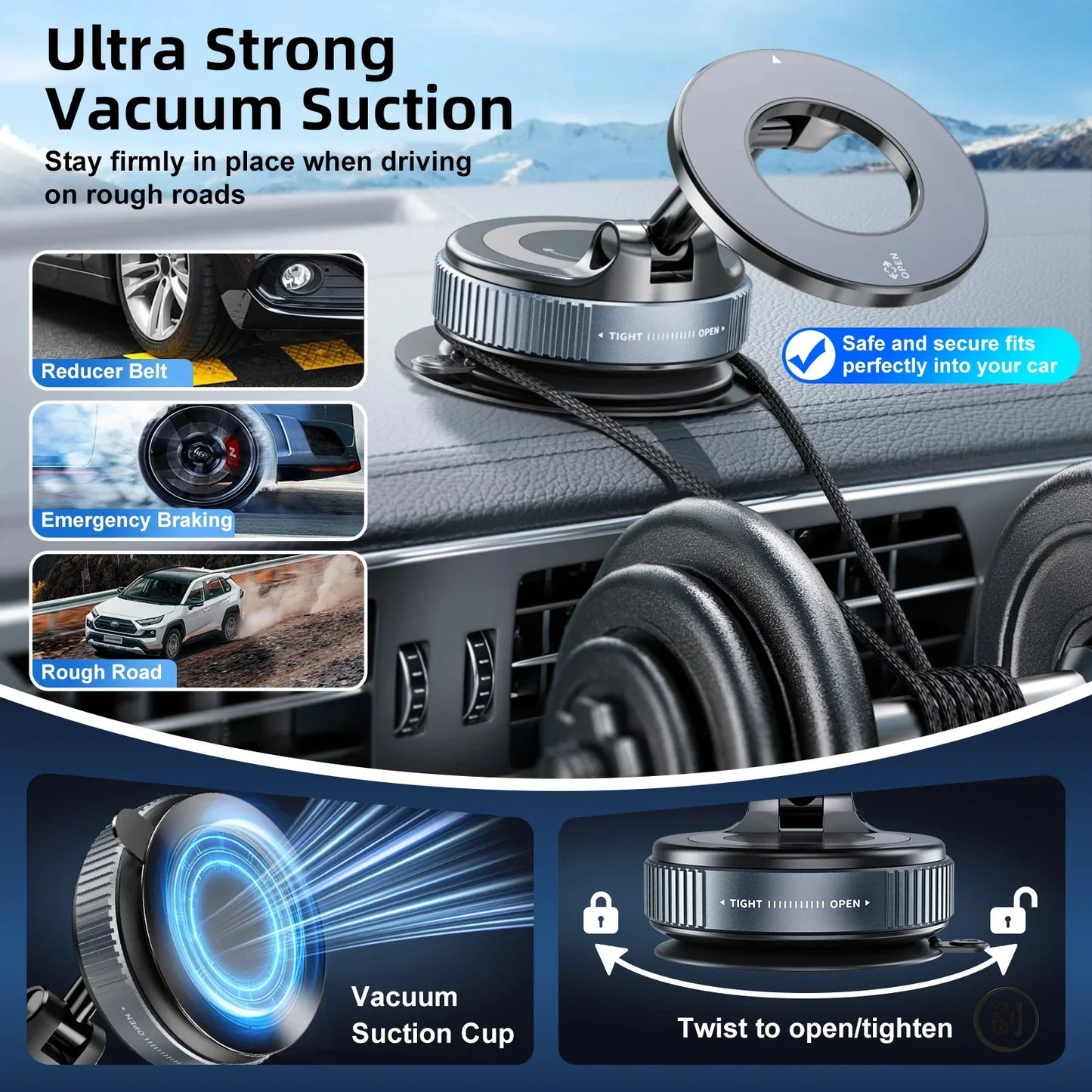 💡 50% OFF NOW ! Universal Magnetic Car Mount with Rotating Suction Base