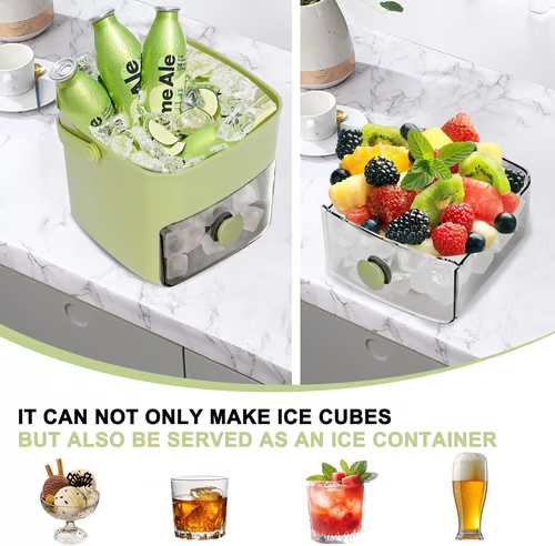 🔥LAST DAY 50% OFF🔥🌿🧊Portable Ice Maker with Lid and Storage Box (48 cubes)