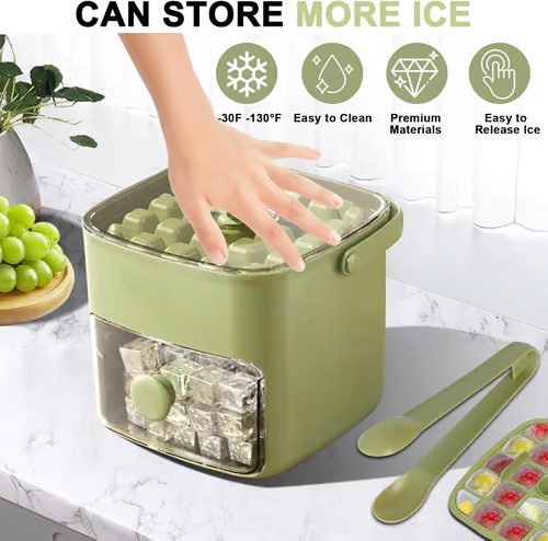 🔥LAST DAY 50% OFF🔥🌿🧊Portable Ice Maker with Lid and Storage Box (48 cubes)