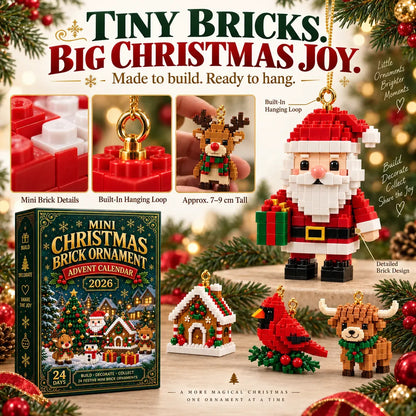 🎄 24-Day Christmas Brick Ornament Advent Calendar Set 🎁