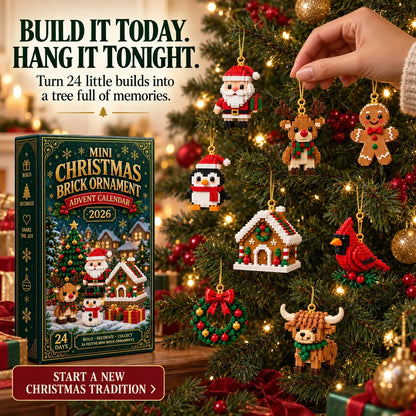 🎄 24-Day Christmas Brick Ornament Advent Calendar Set 🎁