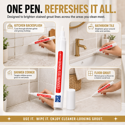 ✏️Grout Pen, Waterproof Anti‑Mold Tile Grout Refresher for Ceramic Tile Seams Bathroom Kitchen Floor