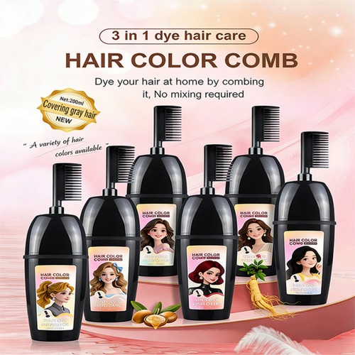 3 in 1 Instant Hair Dye Shampoo with Ginseng Extract, Ammonia-Free Long-Lasting Hair Color for Grey Coverage, Herbal Ingredients, Natural Tint