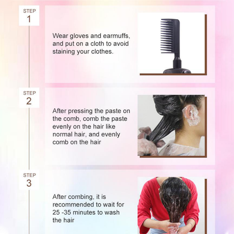 3 in 1 Instant Hair Dye Shampoo with Ginseng Extract, Ammonia-Free Long-Lasting Hair Color for Grey Coverage, Herbal Ingredients, Natural Tint