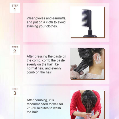 3 in 1 Instant Hair Dye Shampoo with Ginseng Extract, Ammonia-Free Long-Lasting Hair Color for Grey Coverage, Herbal Ingredients, Natural Tint