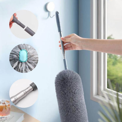 ✨ Telescopic Microfiber Duster — Extendable Reach, Flexible Head & Dust-Trapping Fibers | Reach More. Clean Easier. Less Effort. 🧹